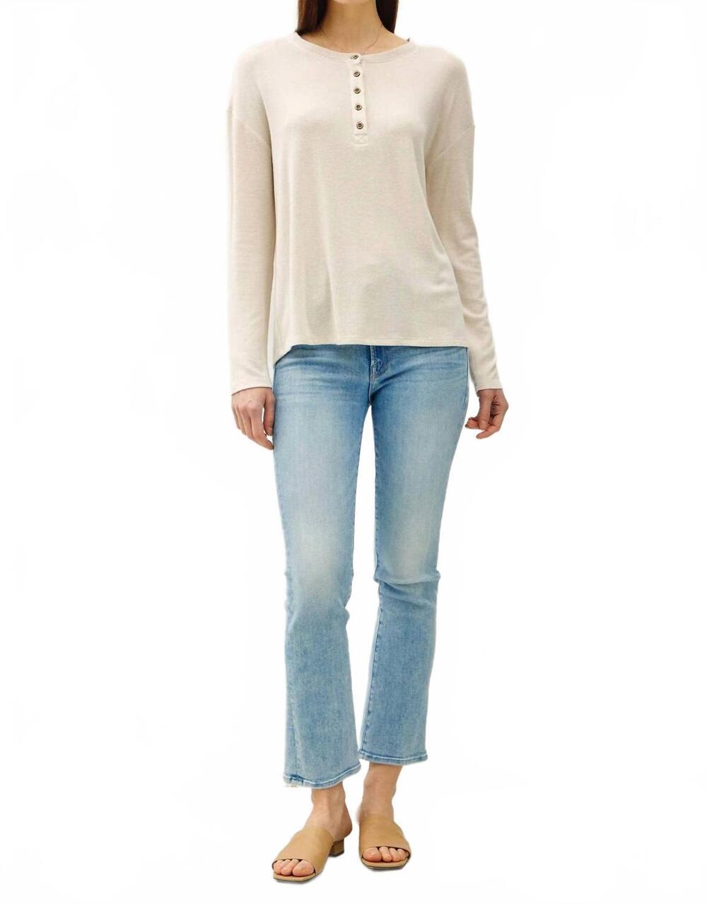 NEW BE COOL sarah hacci henley top in oatmeal
